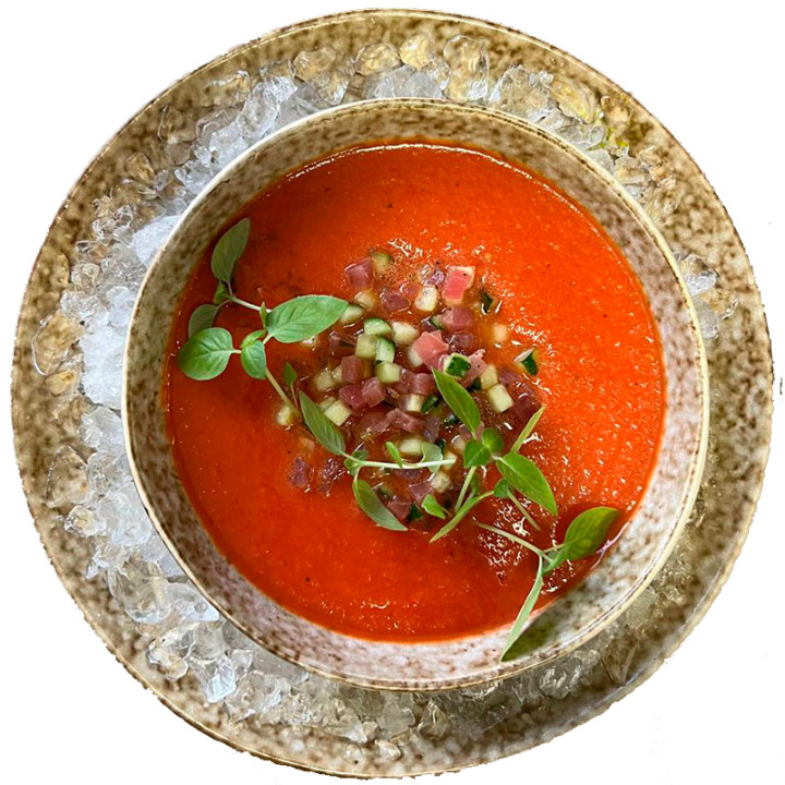 Гаспаччо томатный с тунцом и огурцом